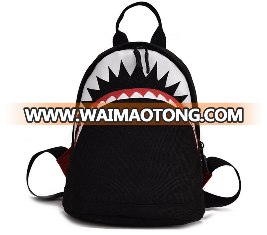 2019 wholesale school funny animal shark kids backpack custom, canvas 3D printing shark school backpack bag