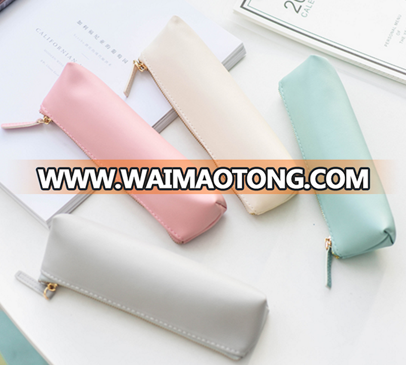 2019 factory cheap pu leather pencil case pen bag custom, school leather pencil pouch bag with zipper